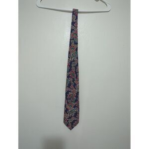 Vintage Boston Traders Floral‎ Pattern Navy Blue Necktie 100% Cotton